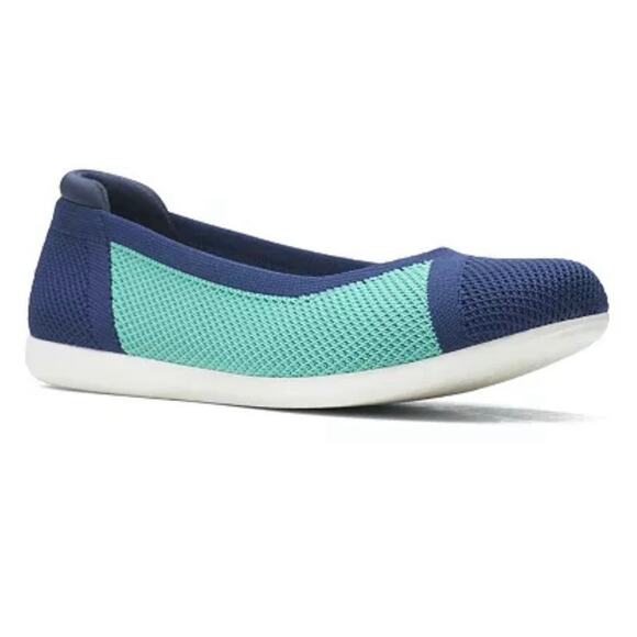 Womans Clarks cloudsteppers blue/green Carly wish ballet flats size 8.5M - Picture 1 of 9